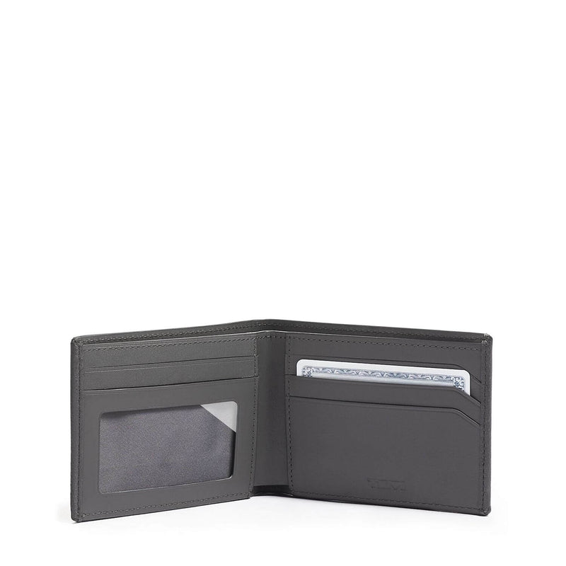 TUMI Nassau Double Billfold Leather Wallet in Grey Textured inside