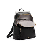Inside of black-gold TUMI Voyageur Ruby Leather Backpack