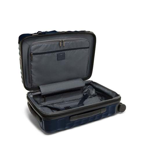 Inside of navy 19 Degree International Expandable Carry-On