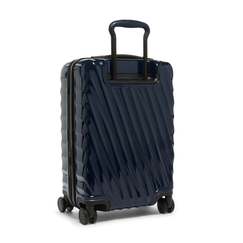 Back of navy 19 Degree International Expandable Carry-On