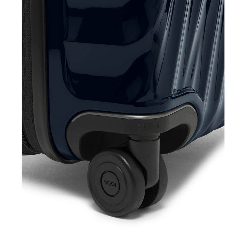 Wheels of navy 19 Degree International Expandable Carry-On
