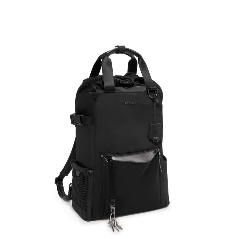 TUMI Voyageur Fern Drawstring Backpack in Black-Gunmetal key leash