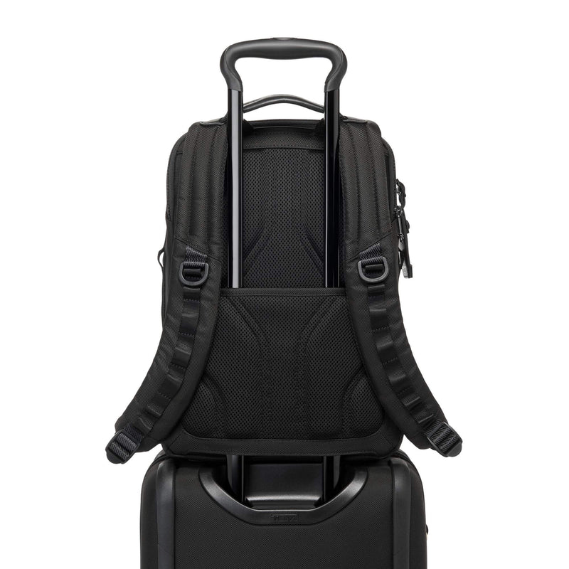 TUMI Alpha Bravo Dynamic Backpack in black add-a-bag sleeve